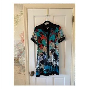 Biscote Short Sleeve Rosa Palms Dress